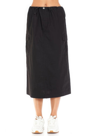 Cargo Skirt With Drawstring Midi Skirt