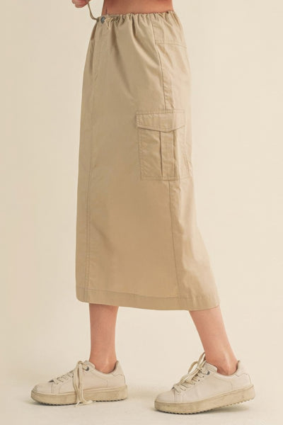 Cargo Skirt With Drawstring Midi Skirt