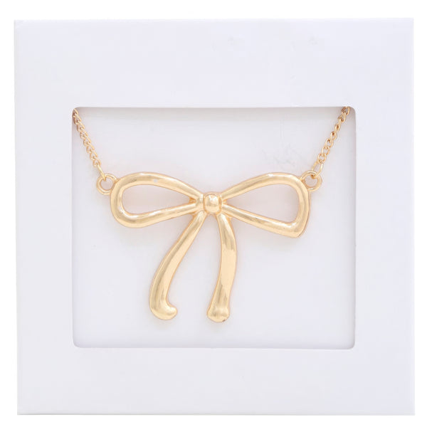 Bow Pendant Metal Necklace