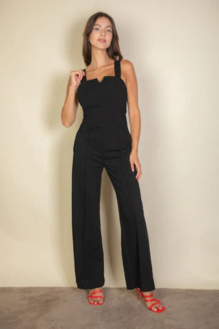 Notched neck cami jumpsuit