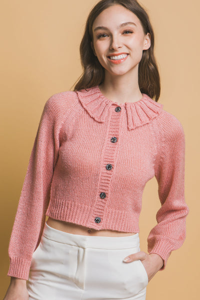 Short collard sweater