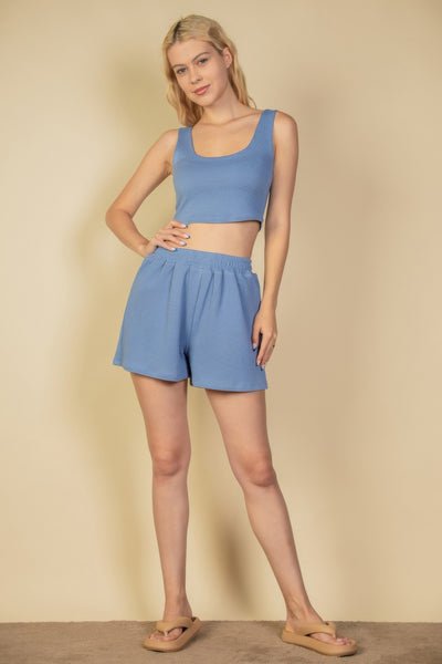 Crop Tank Top And Shorts Set