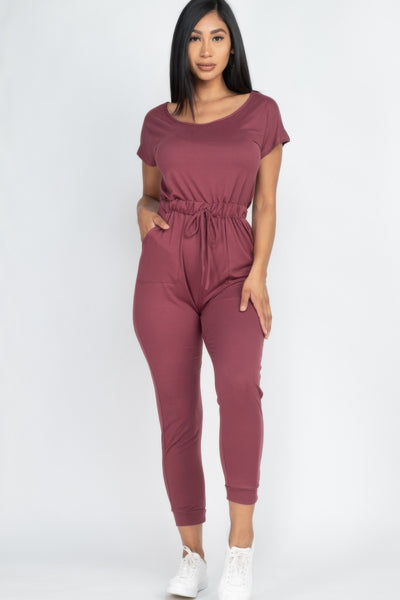 Two-way Shoulder Drawstring Jumpsuit