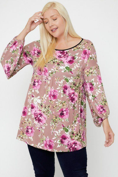 Floral, Bubble Sleeve Tunic