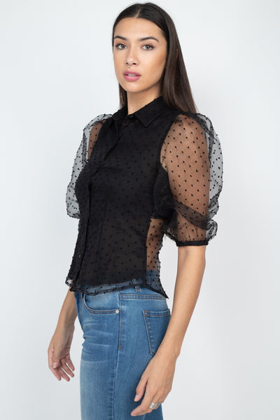 Contrast Dot Print Top