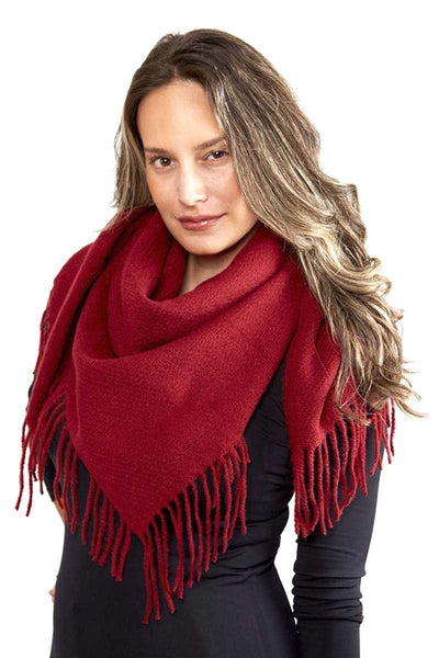 Solid Color Blanket Scarf With Fringes