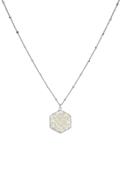 Fashion Pearl Wraps Hexagon Pendant Necklace