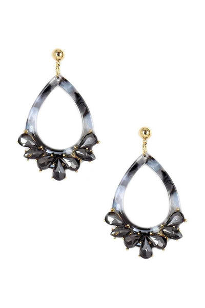 Acetate Rhinestone Teardrop Dangle Earring