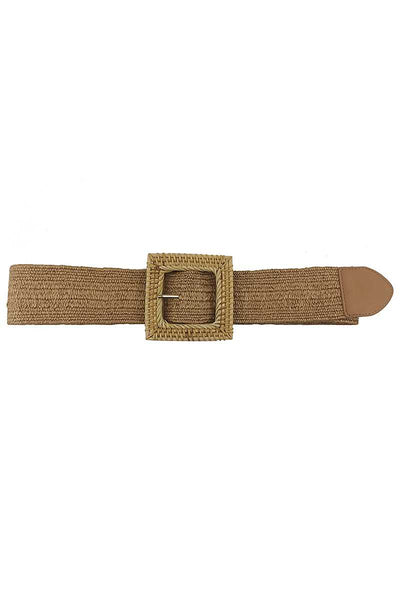 Fashion Square Straw Buckle Belt