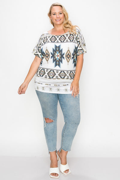 Geometric-tribal Sublimation Print Top